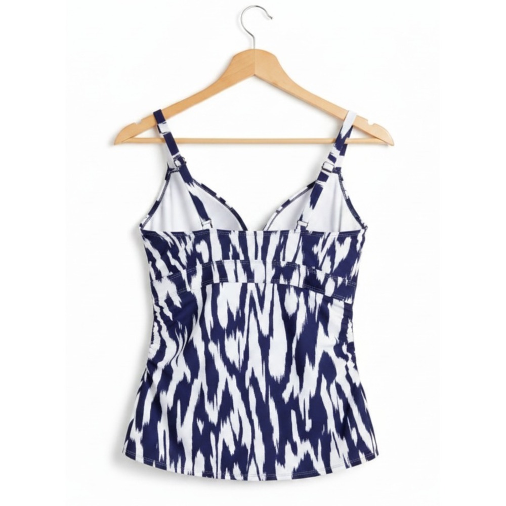 Anne Cole Tankini Top Womens Size M Navy White UPF 50+ Swim Beach Vacation Lined - Picture 2 of 9